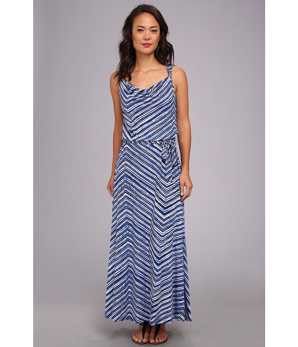 Calvin Klein Print Maxi Dress w/ Hardware Womens Dress (Gray)