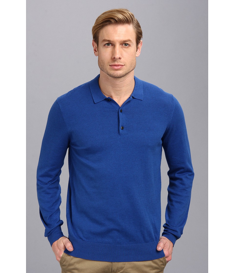 Ben Sherman Long Sleeve Polo Mens Long Sleeve Pullover (Blue)