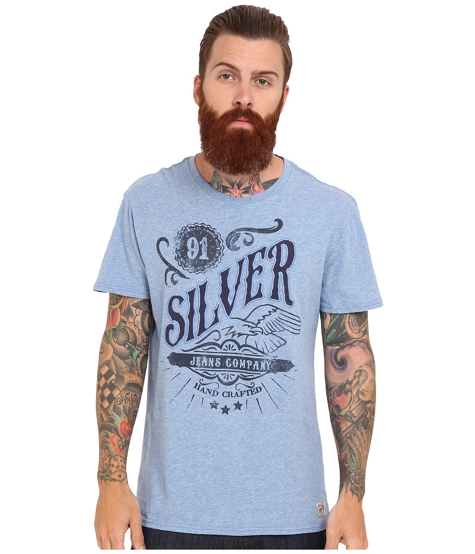 Silver Jeans Co. S/S T Shirt With Print Mens Short Sleeve Pullover (Blue)