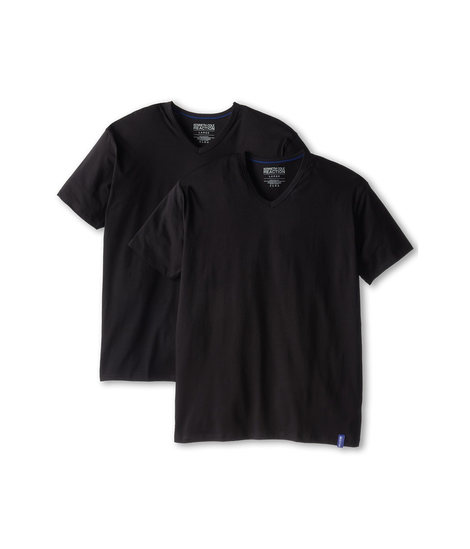 Kenneth Cole Reaction 2 Pack V Neck Tee Mens T Shirt (Black)