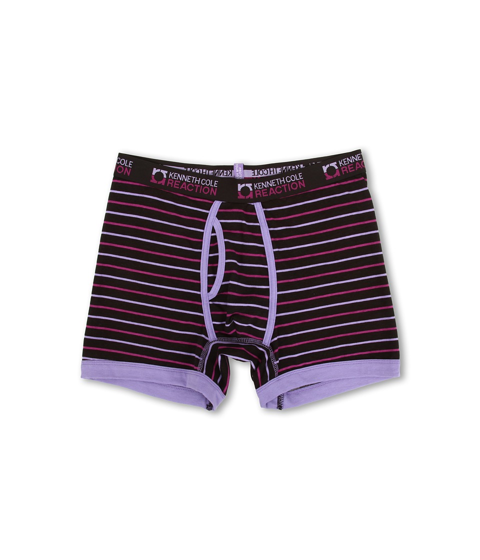 Kenneth Cole Reaction Fashion Stripe Cotton Stretch Boxer Brief Mens Underwear (Purple)