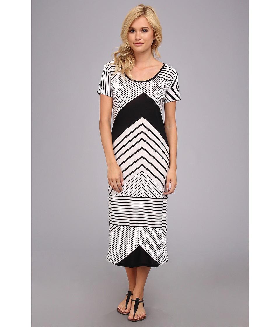 Ninety Short Sleeve Stripe Dress Womens Dress (Black)