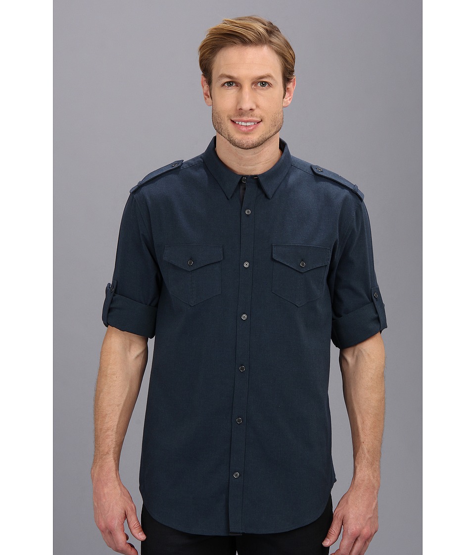 Elie Tahari Steve Shirt Mens Long Sleeve Button Up (Blue)