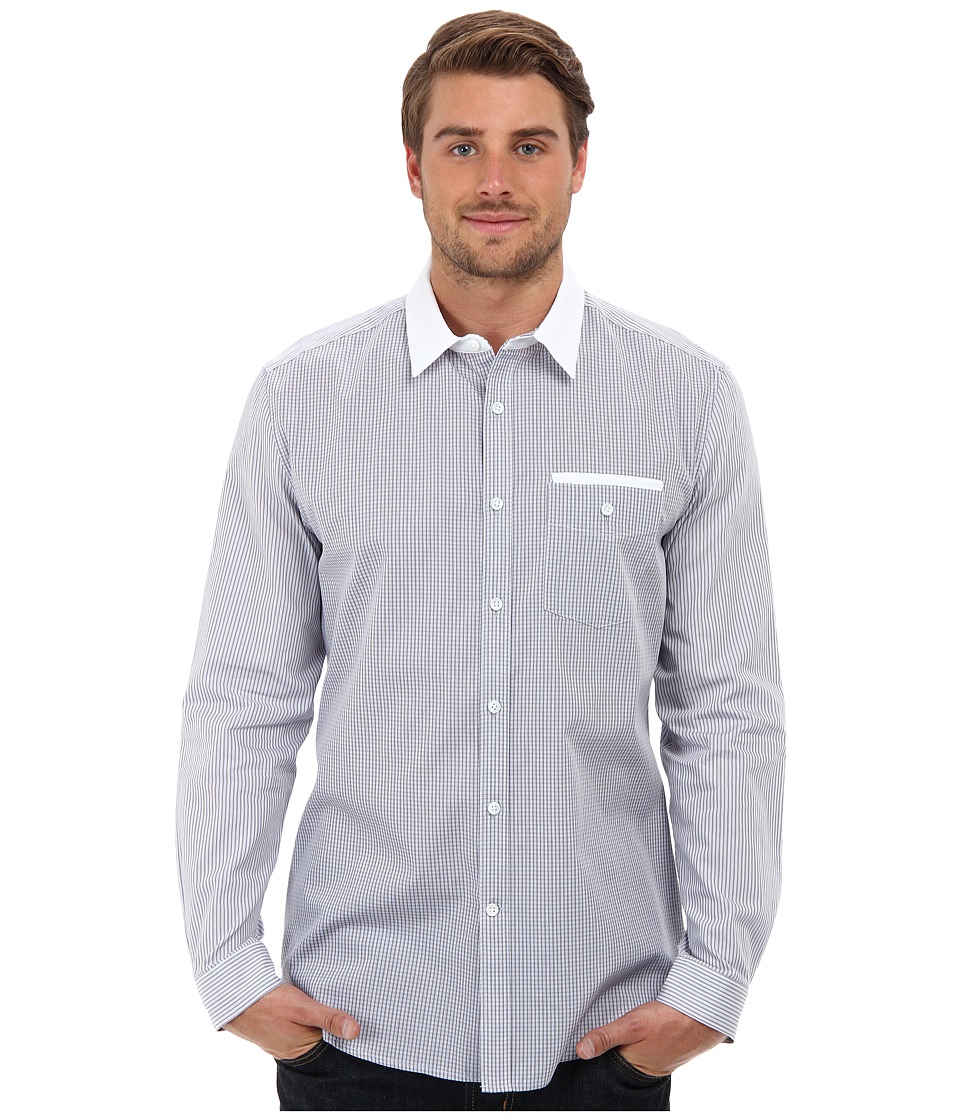 Elie Tahari Steve Shirt Mens Long Sleeve Button Up (Gray)