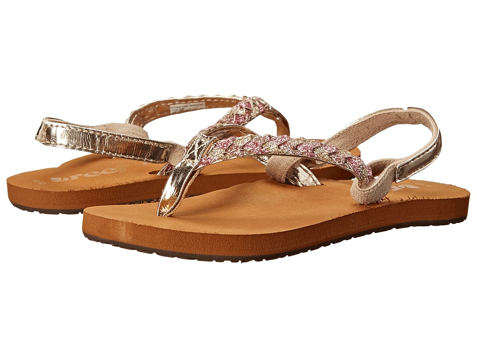 Reef Kids Little Twisted Stars (Infant/Toddler/Little Kid/Big Kid) (Tan/Pink Glitter) Girls Shoes