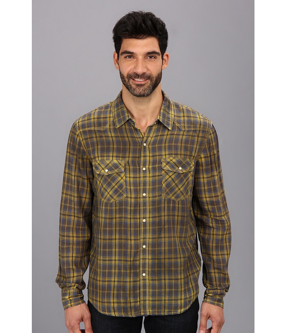 Silver Jeans Co. L/S Plaid Shirt Mens Long Sleeve Button Up (Yellow)