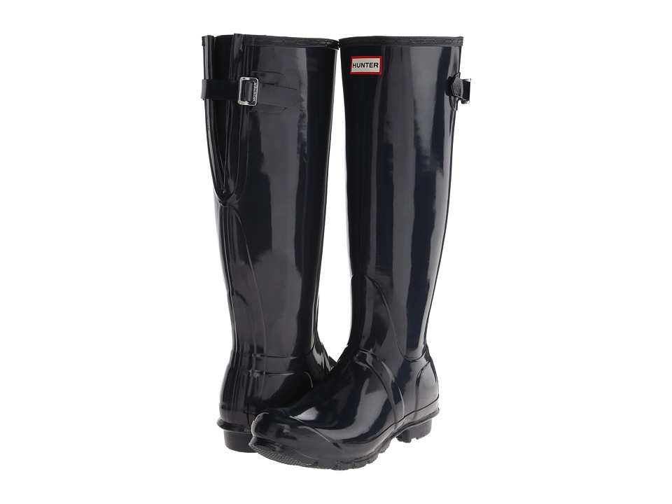 Hunter Original Back Adjustable Gloss Rain Boots (Navy) Women