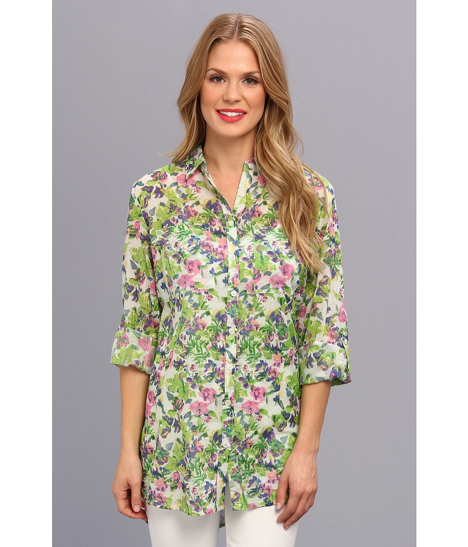 J.A.K. Jungle Flower Shirt Womens Long Sleeve Button Up (Green)