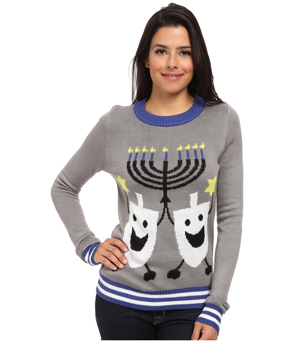 tipsy elves Hanukkah Ugly Christmas Sweater (Grey) Women