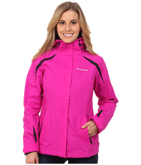 Pink and black columbia jacket discount