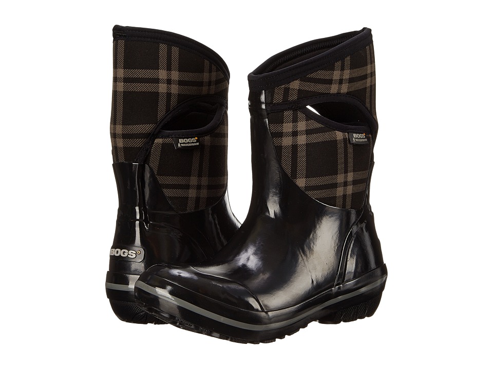 Bogs Plimsoll Plaid Mid (Black) Women