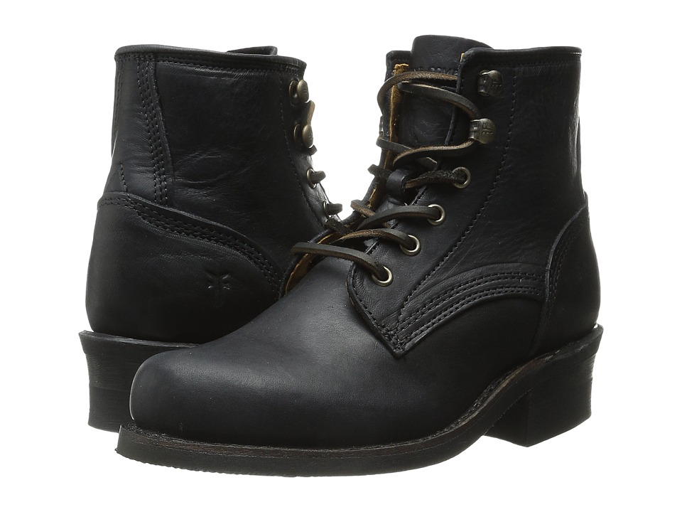 Frye Engineer Lace Up (Black Washed Oiled Vintage) Cowboy Boots