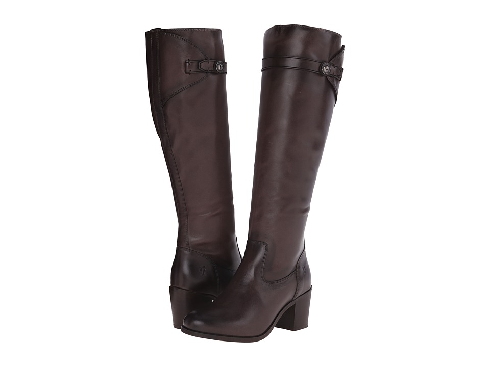 Frye Malorie Button Tall (Dark Grey Smooth Vintage Leather) Cowboy Boots