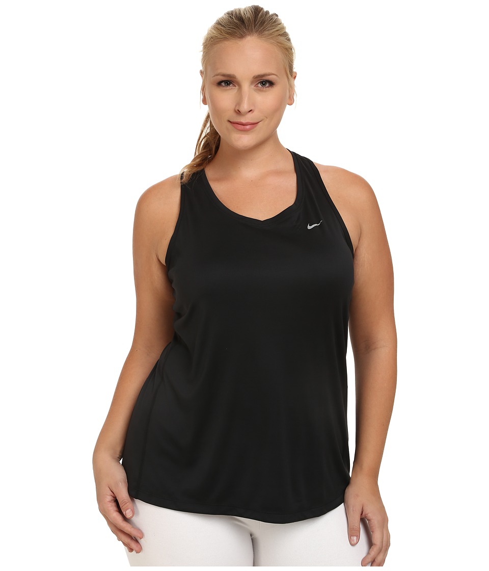 Nike Dry Miler Running Tank (Size 1X-3X) (Black/Reflective Silver) Women