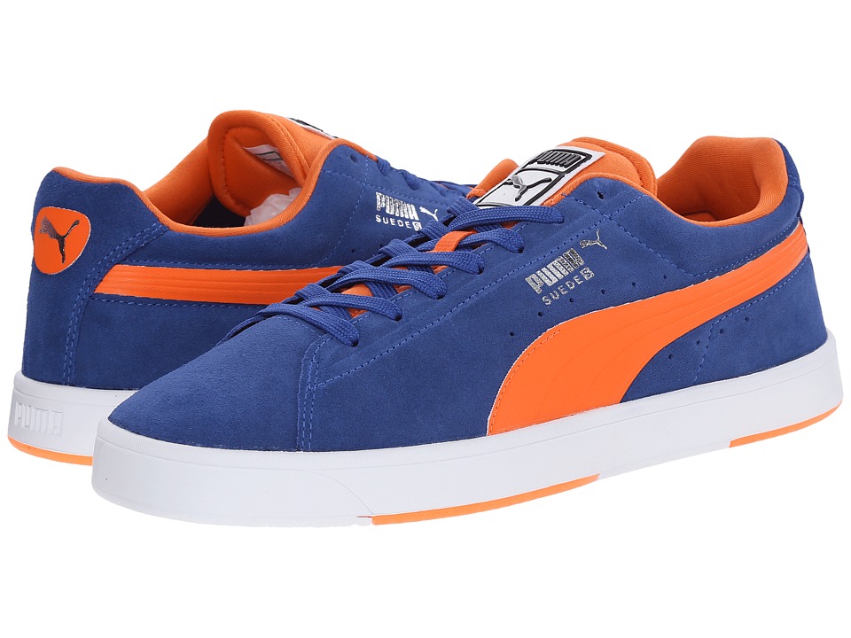 blue and orange puma suede