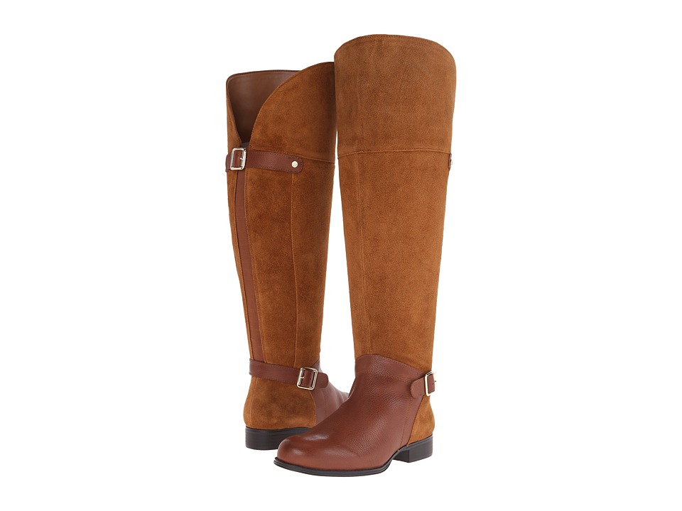 Naturalizer July Wide Calf (Dark Camel Suede/Banana Bread Leather) Women