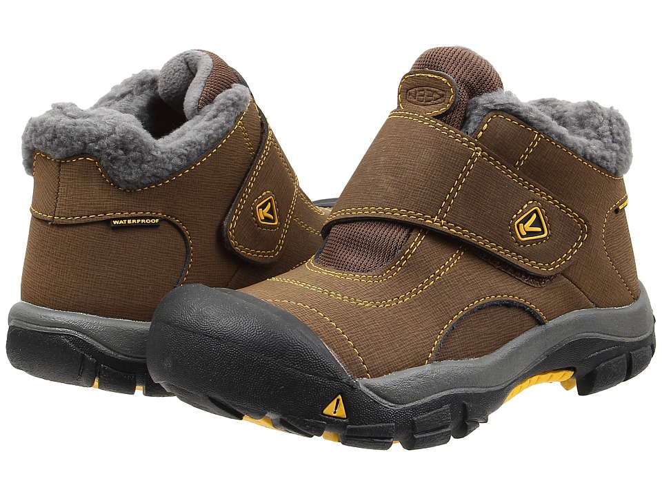 Keen Kids Kootenay WP (Little Kid/Big Kid) (Dark Earth/Spectra Yellow) Kids Shoes