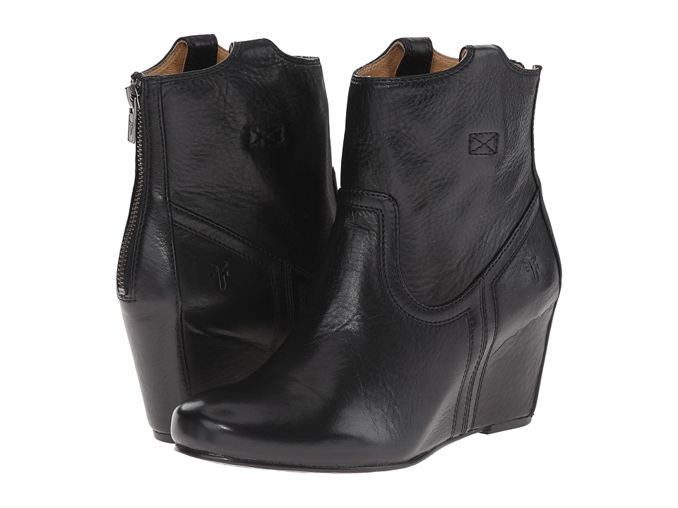 Frye Carson Wedge Bootie (Black Soft Vintage Leather) Cowboy Boots