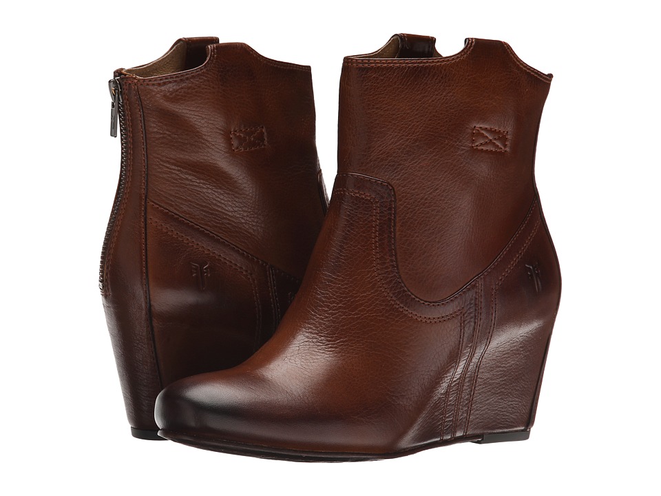 Frye Carson Wedge Bootie (Cognac Soft Vintage Leather) Cowboy Boots