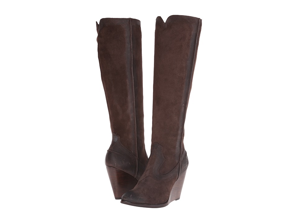 Frye Cece Seam Tall (Charcoal Oiled Suede) Cowboy Boots
