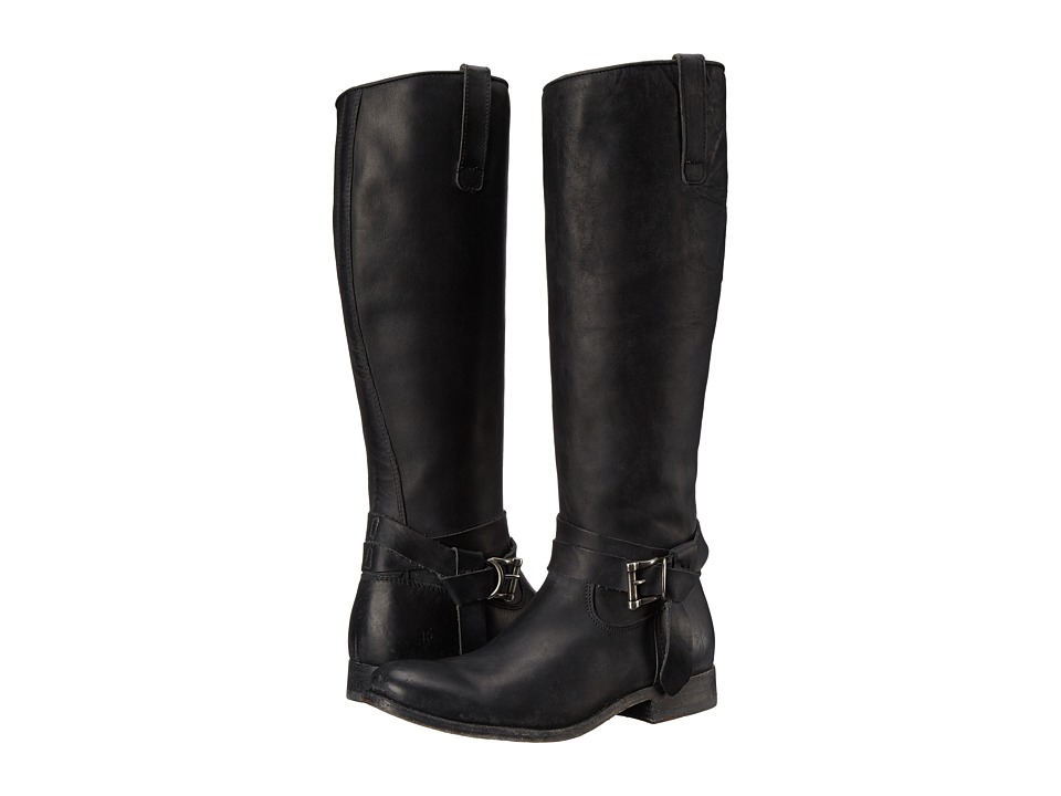 Frye Melissa Knotted Tall (Black Polished Stonewash) Cowboy Boots