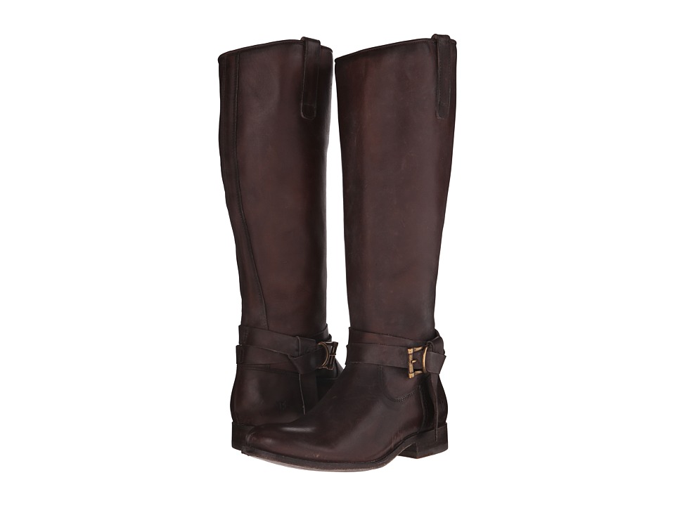 Frye Melissa Knotted Tall (Dark Brown Polished Stonewash) Cowboy Boots
