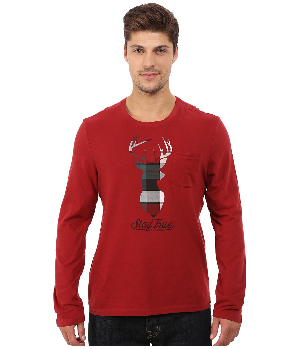 Life is good - Pocket Sleep Long Sleeve Tee (Rich Red) Men
