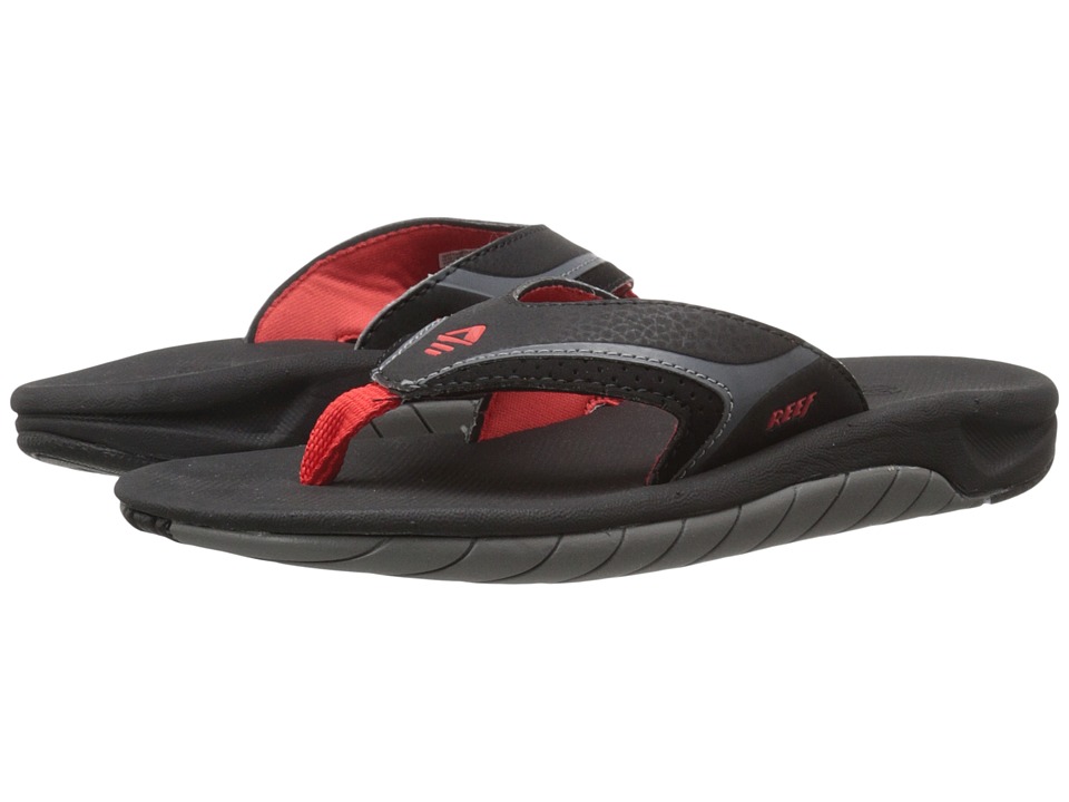 Reef Kids Slap II (Infant/Toddler/Little Kid/Big Kid) (Black/Red/Grey) Boys Shoes