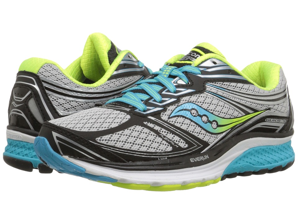 Saucony Guide 9 Grey Blue Citron Womens Shoes Saucony Guide 9 Grey Blue Citron Womens Shoes
