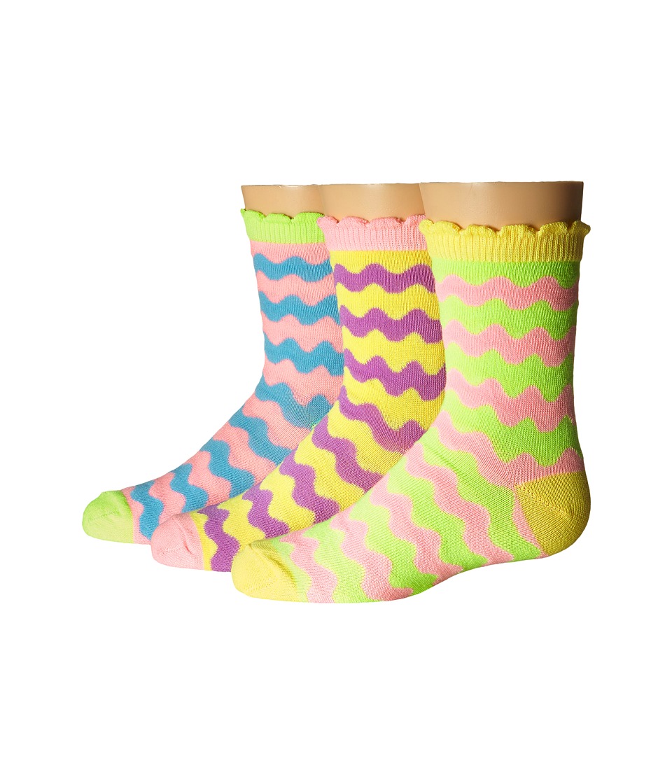 Jefferies Socks - Pastel Neon Wavy Crew 3-Pack (Infant/Toddler/Little Kid/Big Kid) (Pastel Neon) Girls Shoes