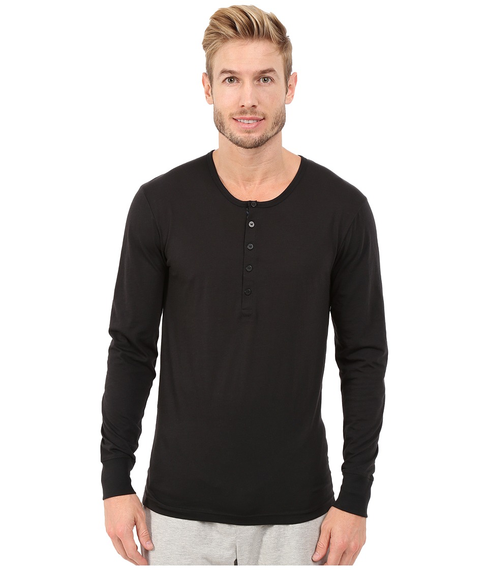 2(X)IST Tartan Tech Long Sleeve Henley (Black) Men