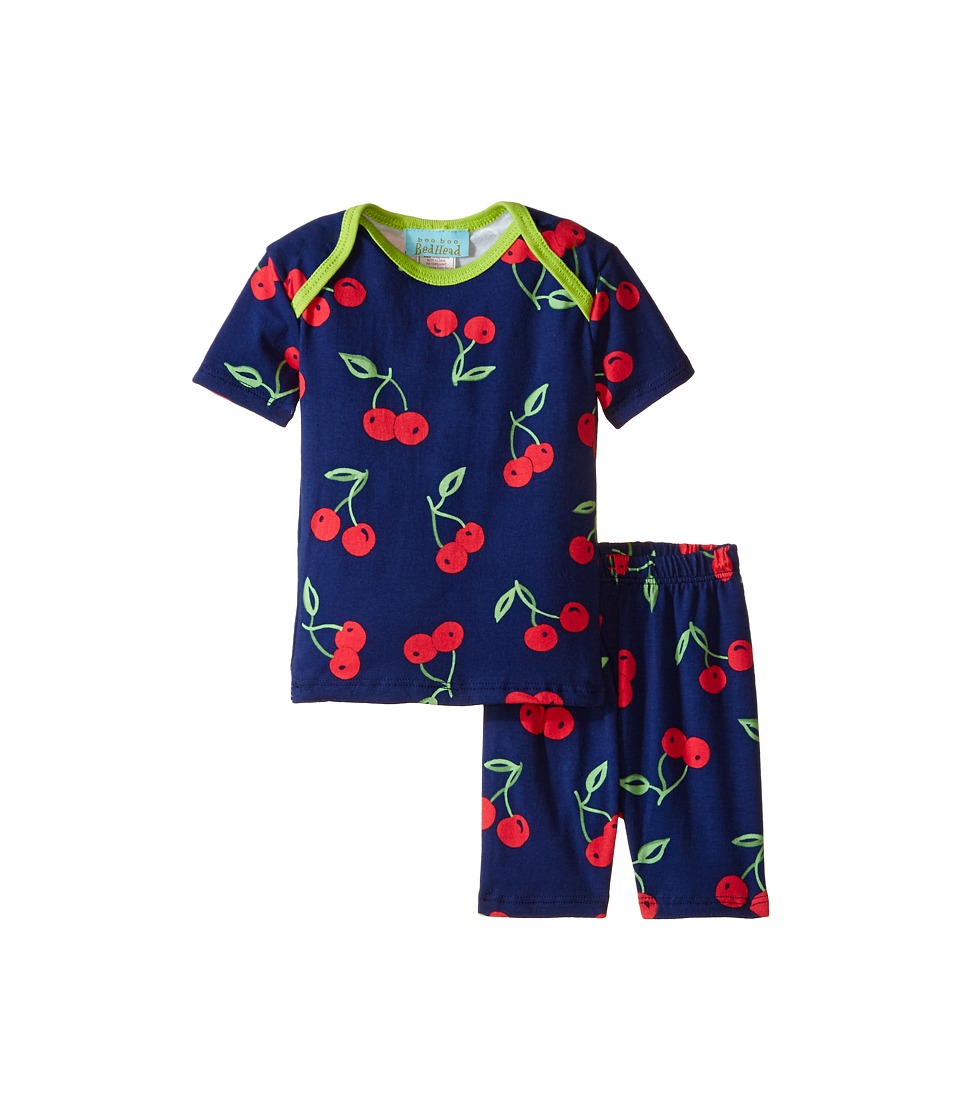 BedHead Kids - Short Sleeve Two-Piece Shorts Set (Infant) (Navy Cherry Pick) Girl