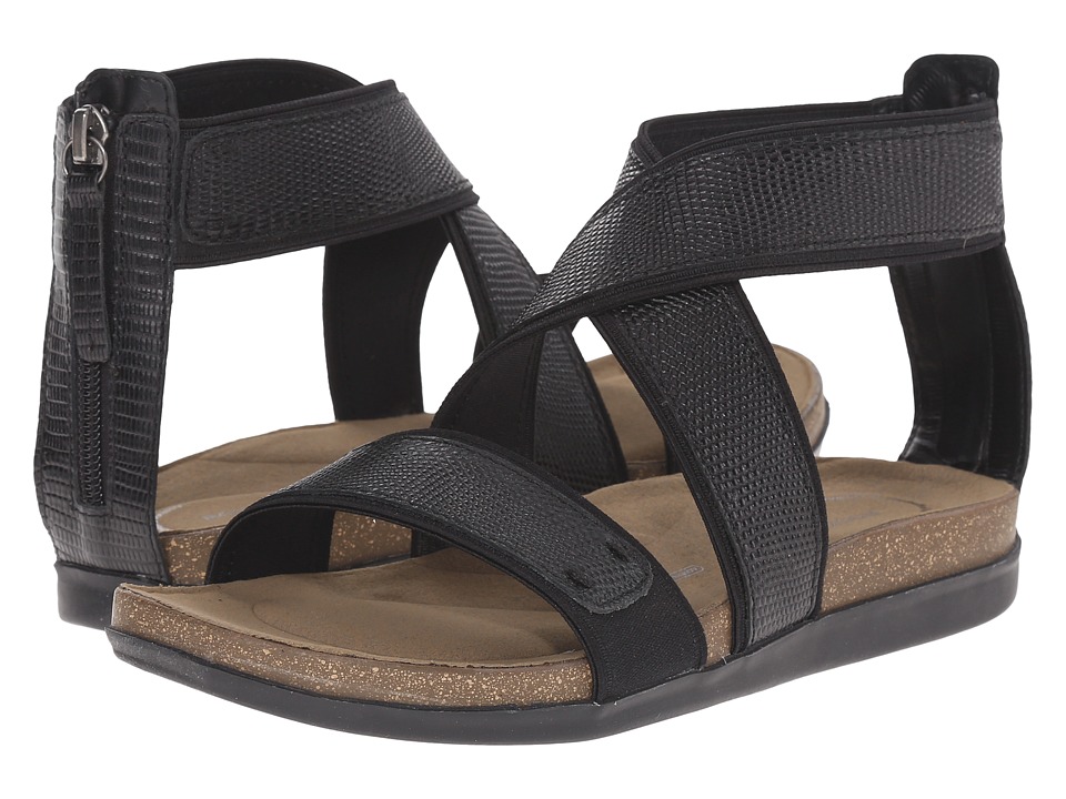 Rockport Total Motion Romilly Back Zip Sandal (Black Lizard) Women