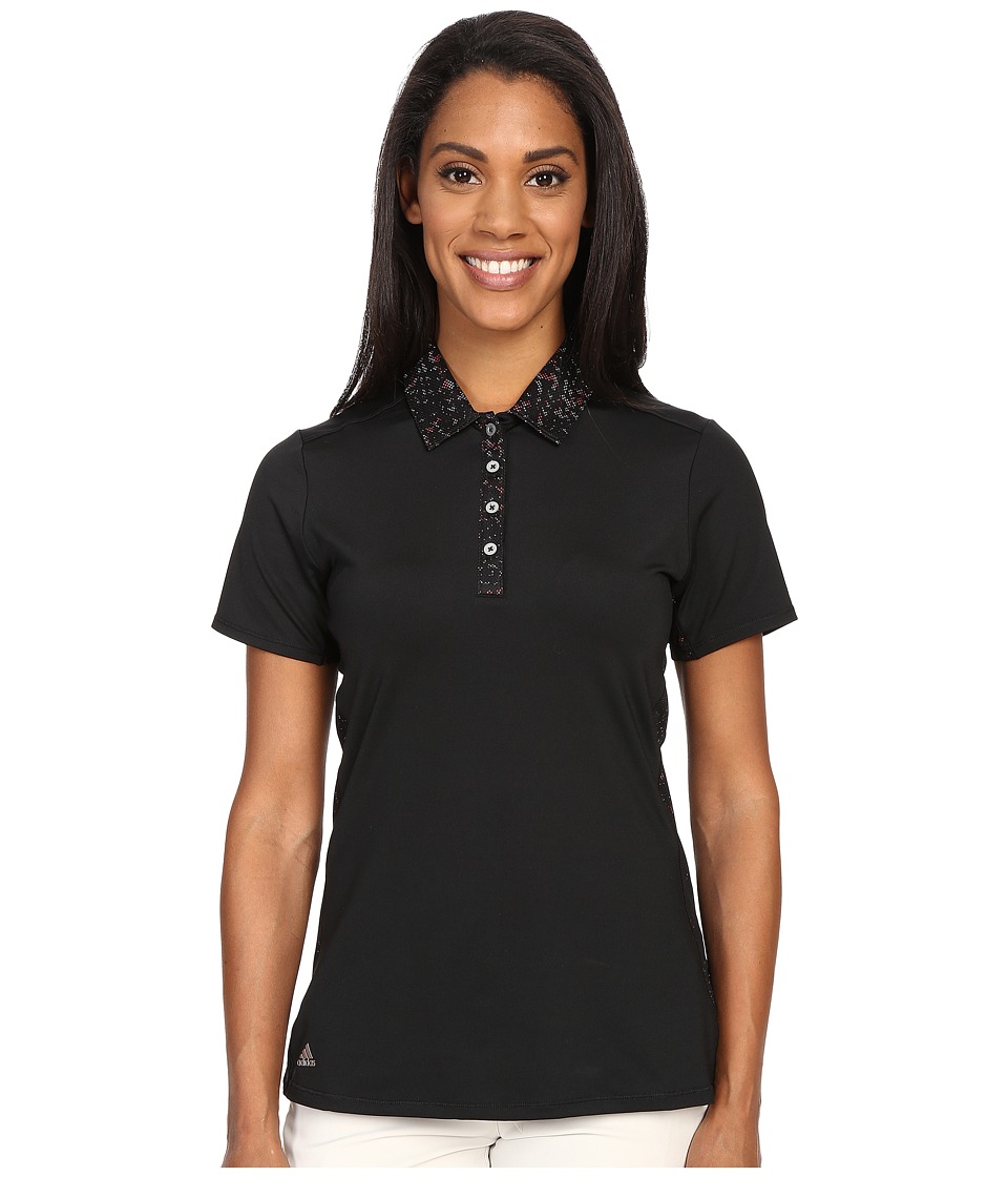 adidas Golf Essentials Sport Mesh Print Polo (Black) Women