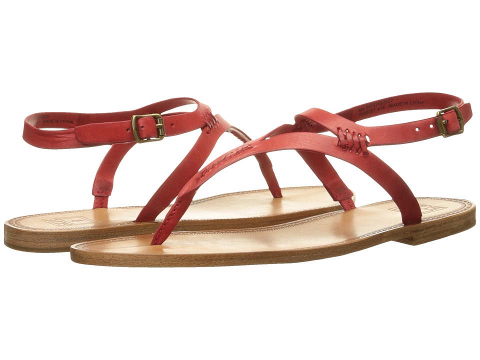 Frye Ruth Whipstitch Sandal (Red Smooth Full Grain) Women