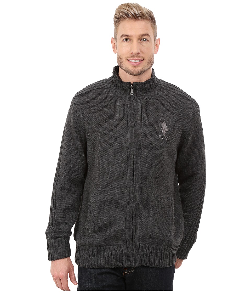 U.S. POLO ASSN. Sherpa Lined Sweater (Charcoal Heather) Men