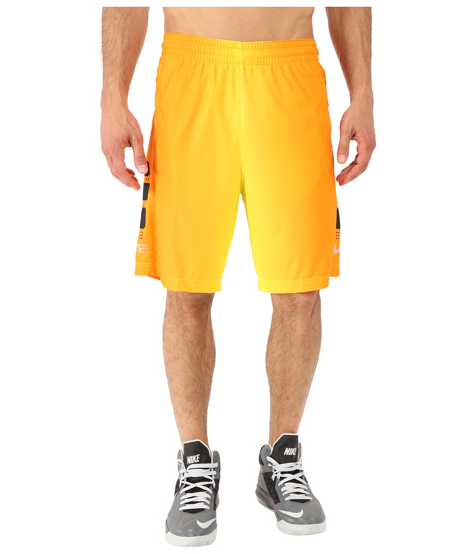Nike Elite Stripe Plus Basketball Short (Volt/Black/Vivid Orange/Metallic Silver) Men