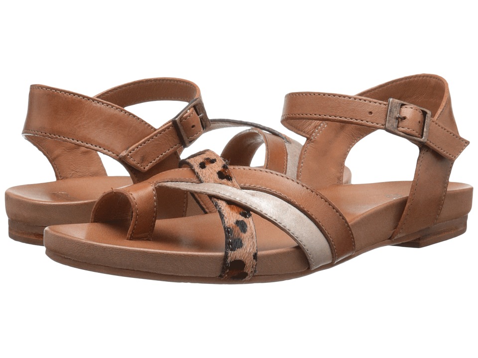 Johnston & Murphy Jessie Quarter Strap (Saddle Tan Leather/Gold Metallic Nappa/Tan Leopard Haircalf) Women