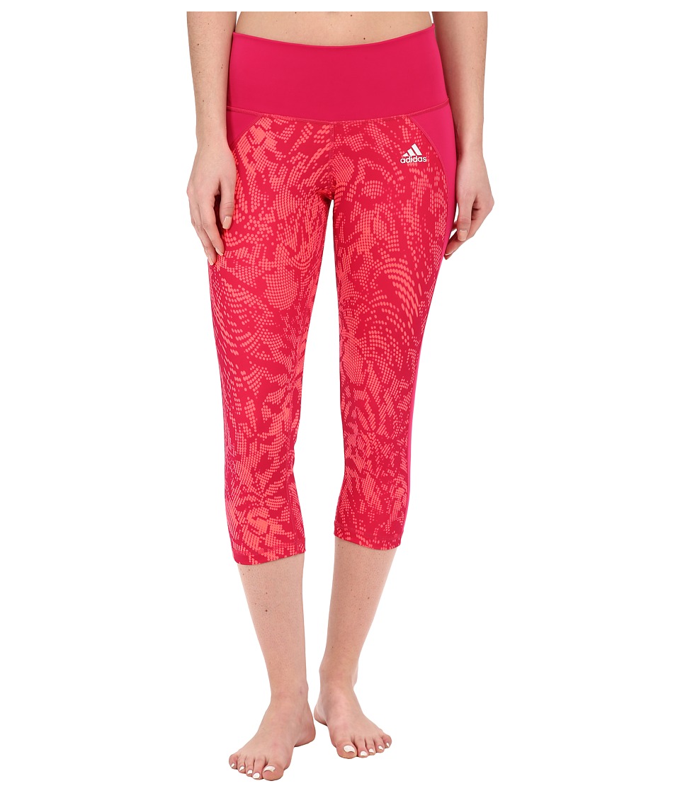 adidas Performer Mid-Rise 3/4 Tights Poison Ivy Print (Bold Pink) Women