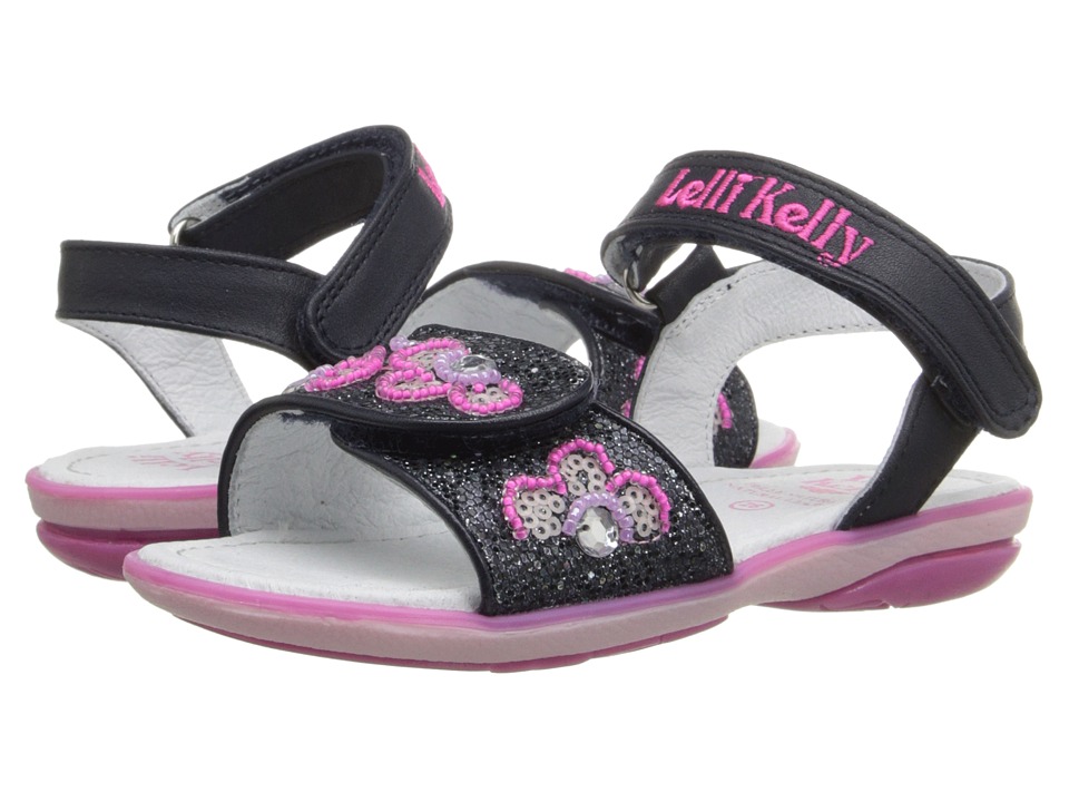 Lelli Kelly Kids Fiore Sandal (Toddler/Little Kid) (Navy Glitter) Girls Shoes