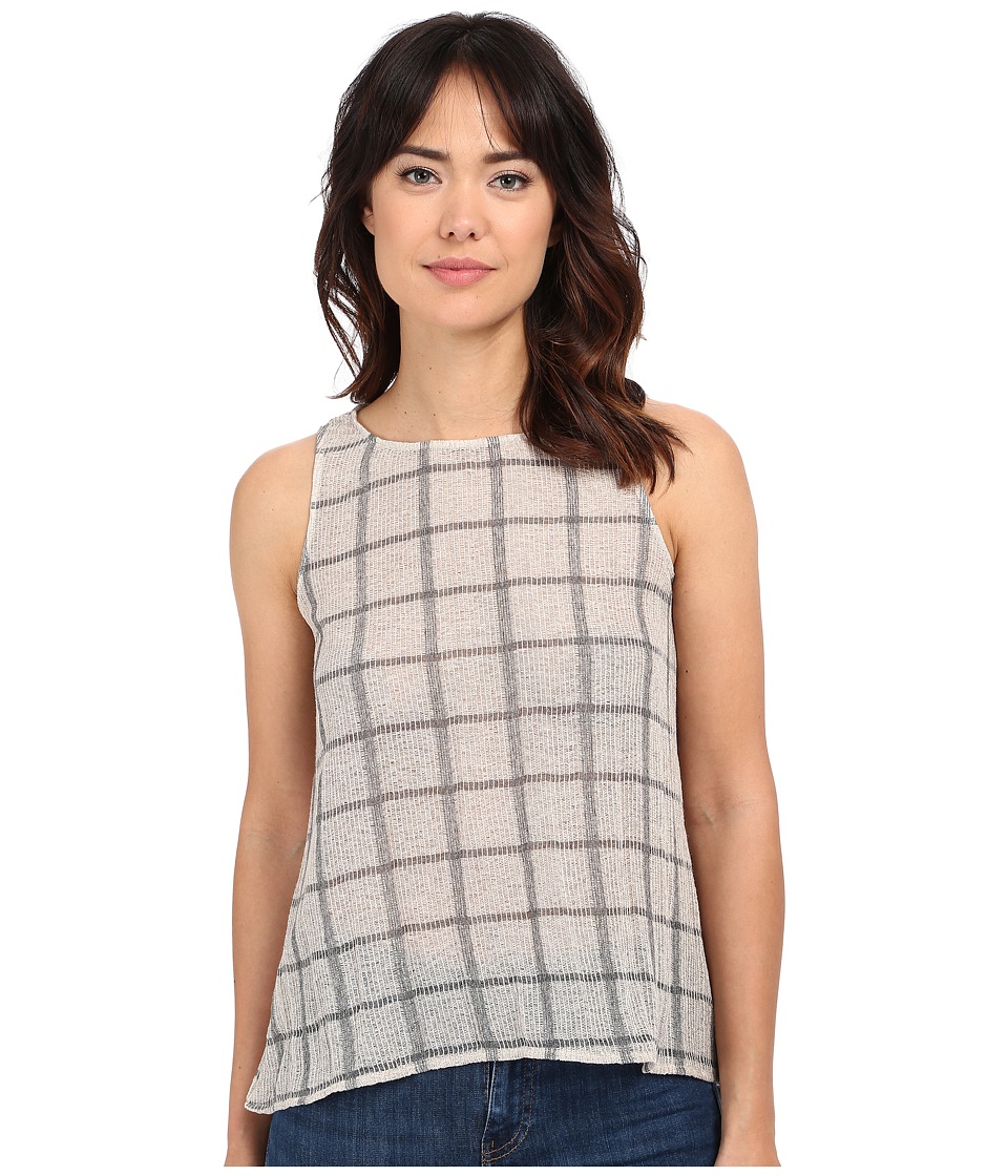Michael Stars Plaid Mesh Sleeveless Top w/ Split Back (Chalk/Oxide) Women