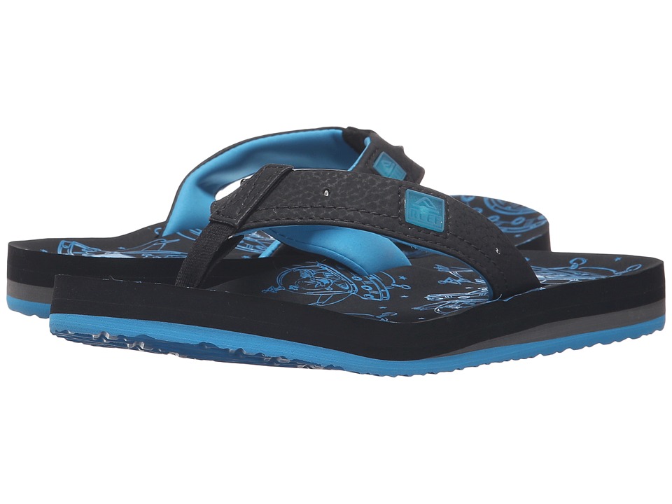 Reef Kids Ahi Light Up Prints (Infant/Toddler/Little Kid/Big Kid) (Black/Blue) Boys Shoes