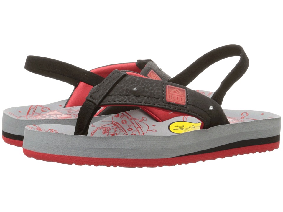 Reef Kids Ahi Light Up Prints (Infant/Toddler/Little Kid/Big Kid) (Grey/Red) Boys Shoes