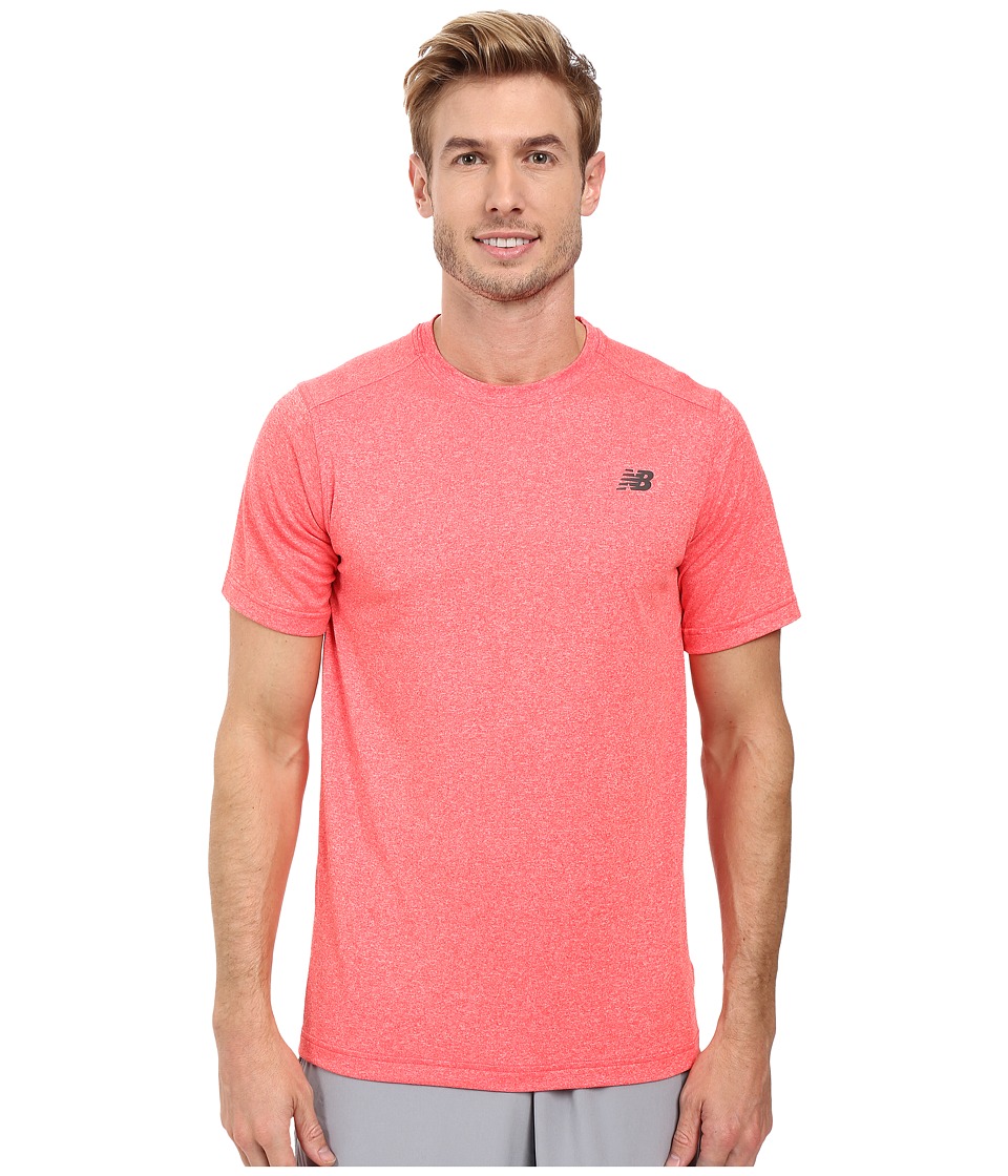 New Balance Short Sleeve Heather Tech Tee (Bright Cherry Heather) Men