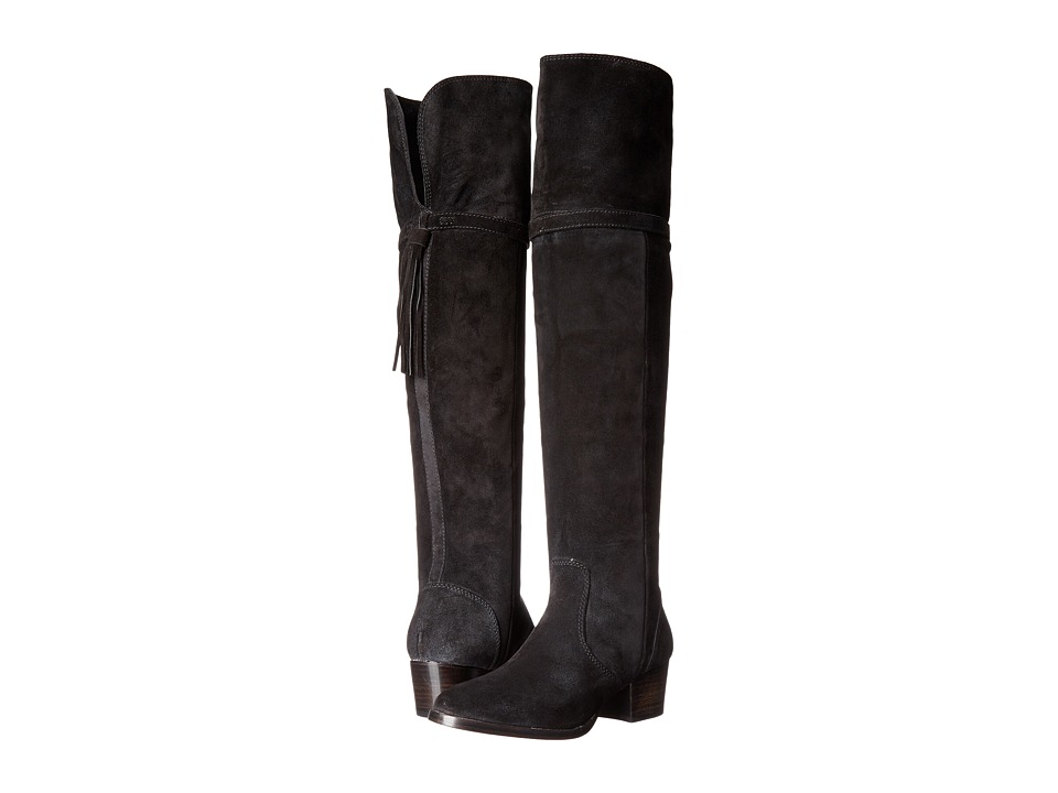 Frye Clara Tassel Over-The-Knee (Black Oiled Suede) Women