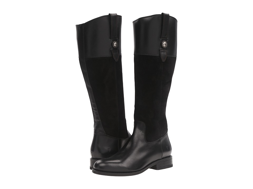 Frye Jayden Button Tall (Black Oiled Suede/Smooth Vintage Leather) Cowboy Boots