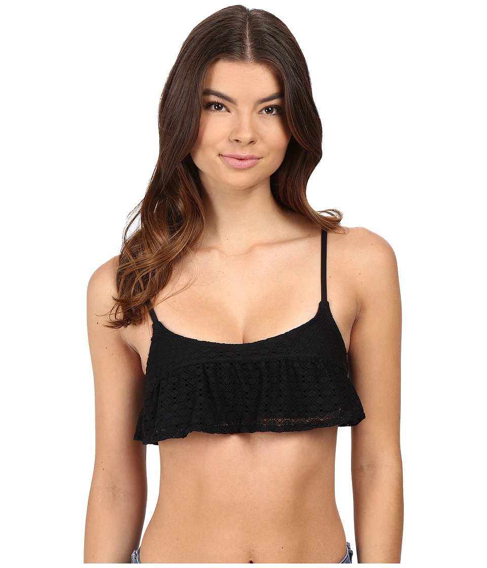 Roxy - Doted Crochet Flutter Top (True Black) Women
