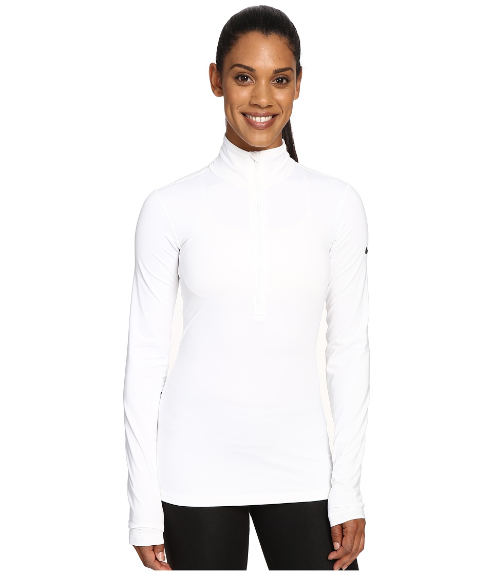 Nike Pro Long Sleeve Half Zip (White/Black) Women