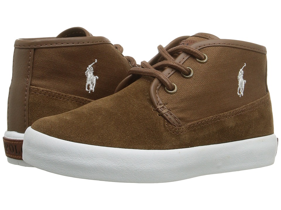 Polo Ralph Lauren Kids Waylon Mid (Toddler) (Snuff Suede/Herringbone  Twill/Cream Pony Player) Boy\u0027s Shoes