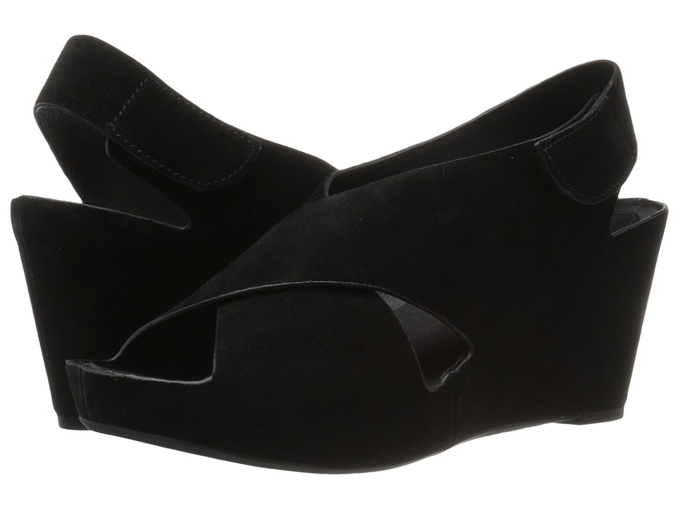 Johnston & Murphy Tori Cross Band Wedge (Black Italian Suede) Women